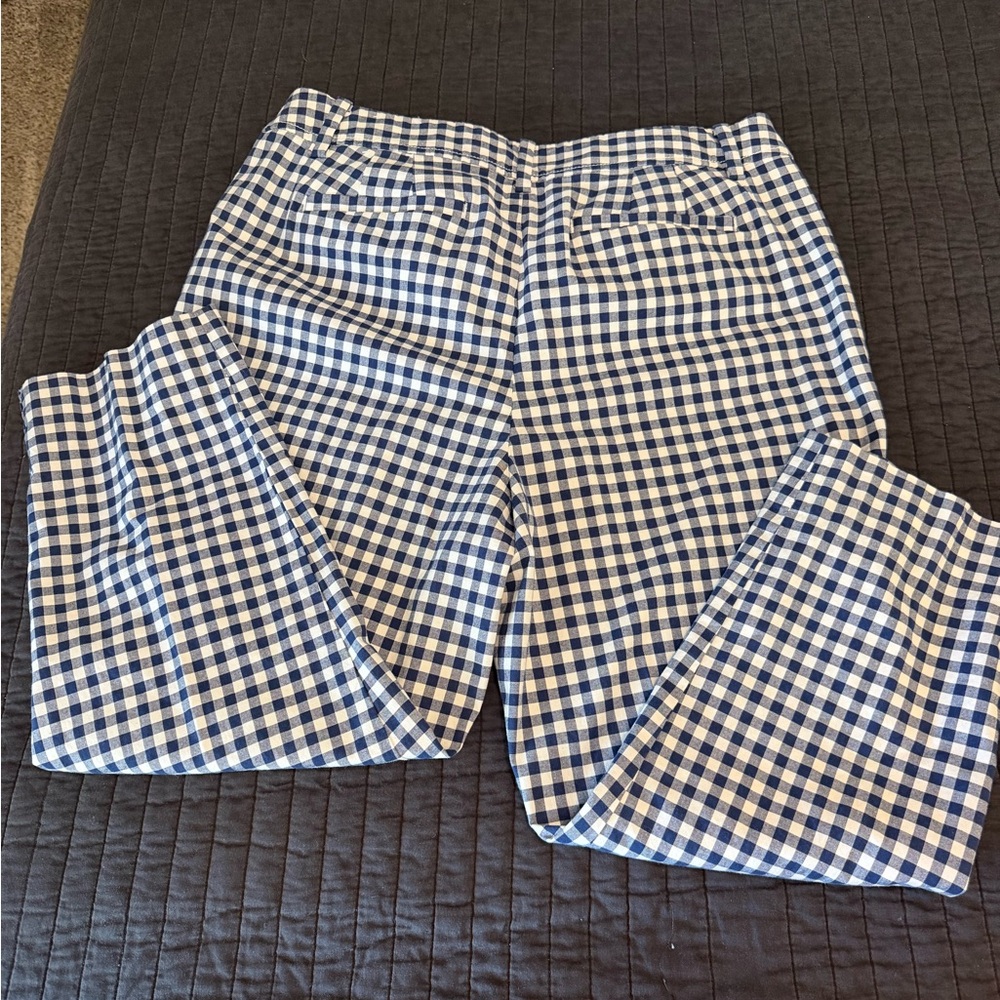 Talbots Navy and White Gingham Crop Pants